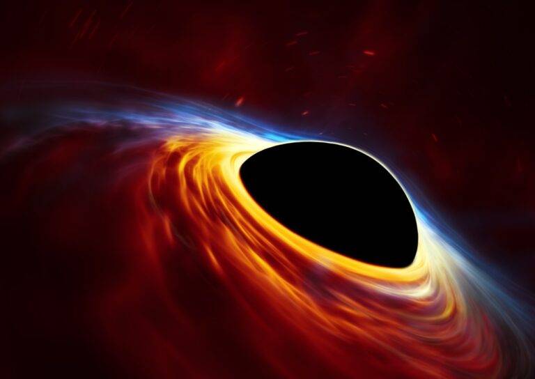 Supermassive black hole with torn apart star (artist’s impress