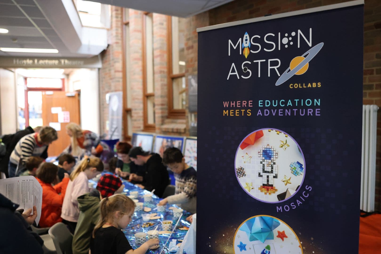 children in a space themed classroom lesson